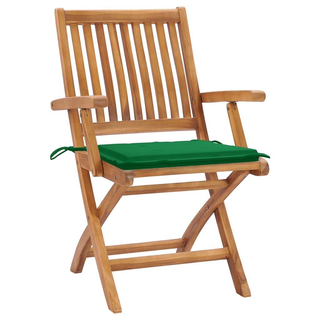 Folding Patio Chairs with Cushions 8 pcs Solid Teak Wood