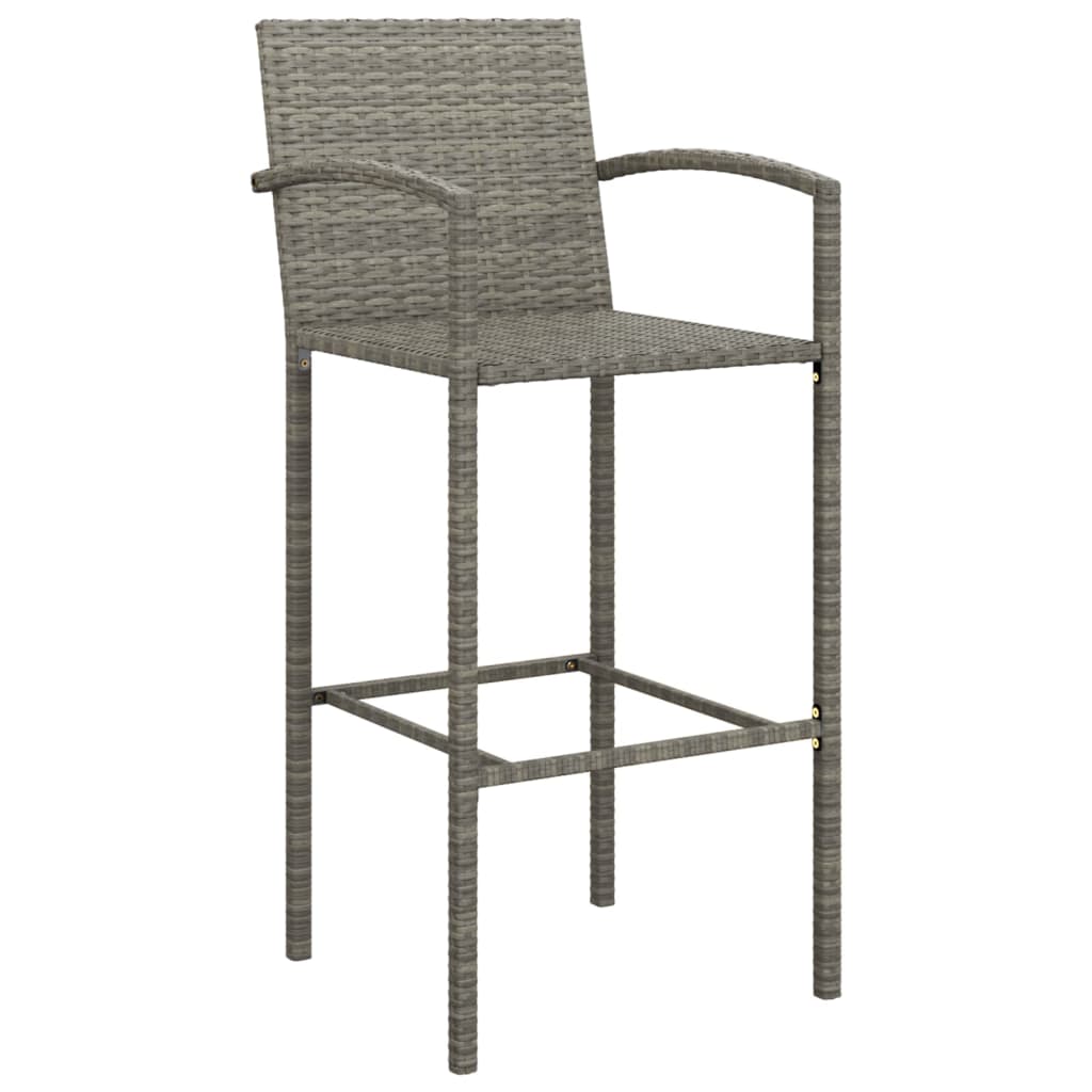 5 Piece Patio Bar Set Gray Poly Rattan