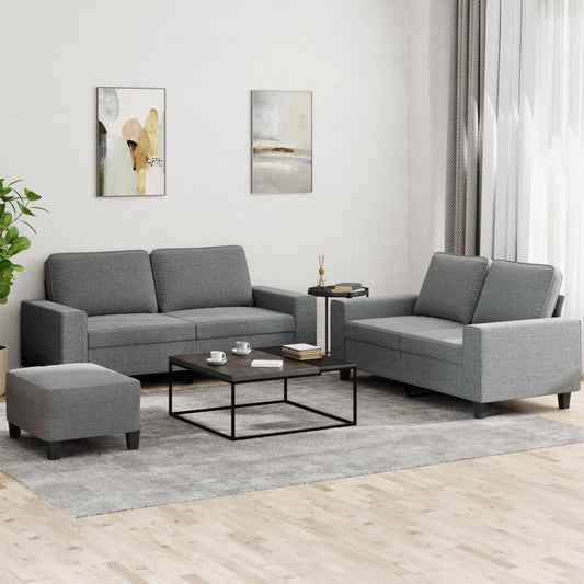 3 Piece Sofa Set Dark Gray Fabric