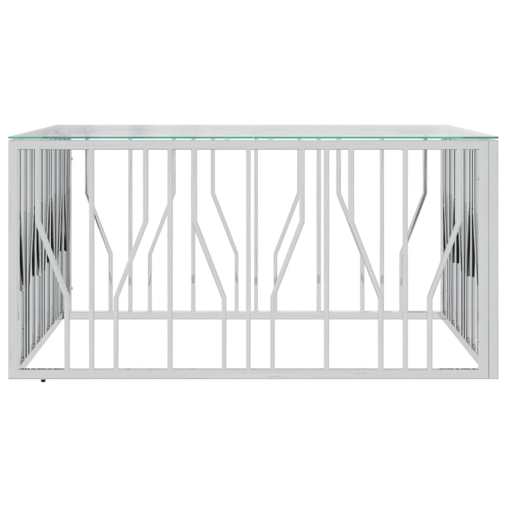 Coffee Table 39.4"x39.4"x19.7" Stainless Steel and Glass