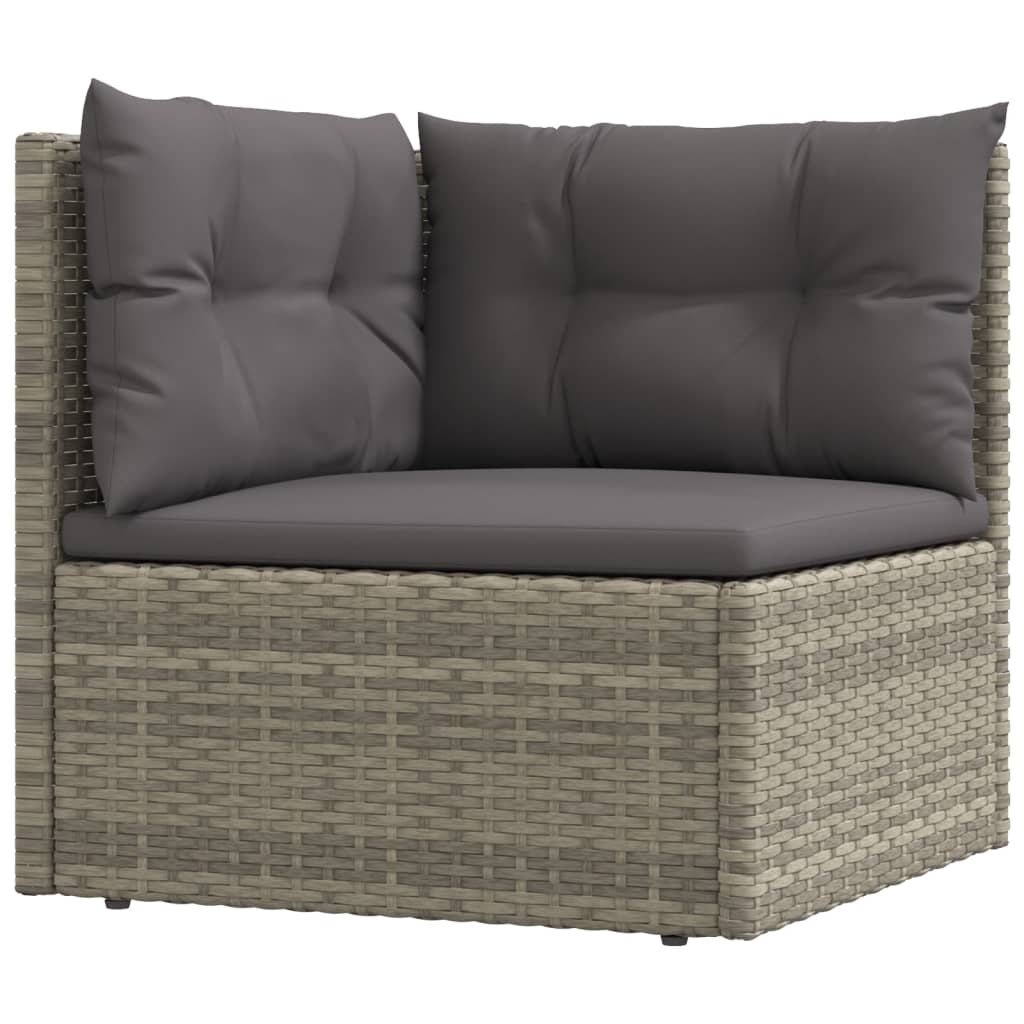 6 Piece Patio Lounge Set with Cushions Gray Poly Rattan