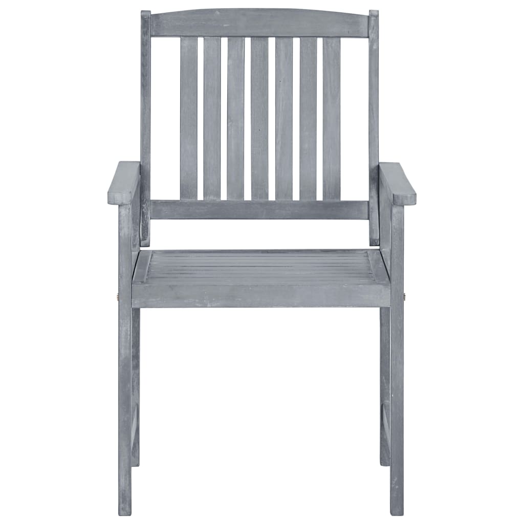 Patio Chairs with Cushions 2 pcs Gray Solid Acacia Wood