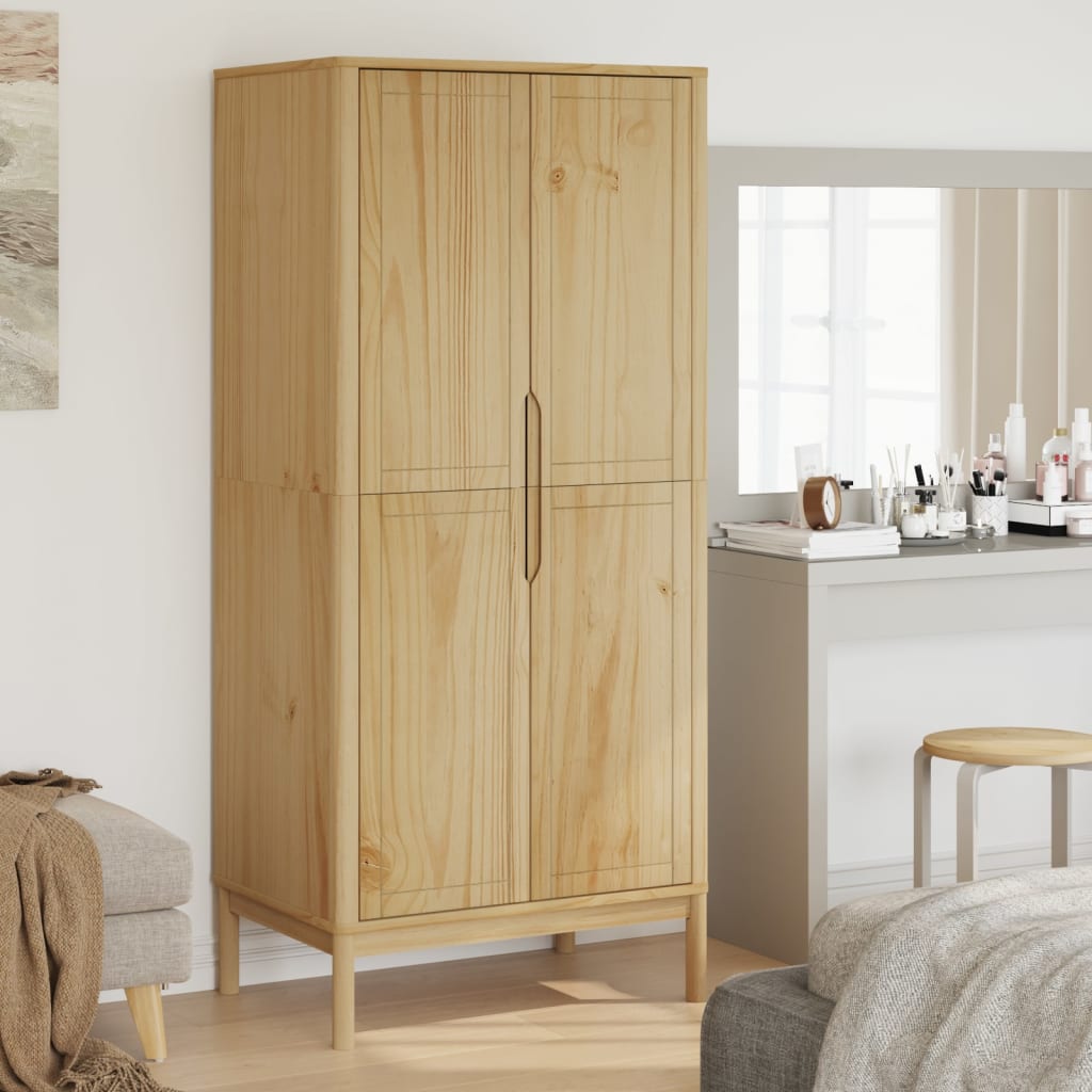 Wardrobe FLORO White 30.3"x20.9"x67.3" Solid Wood Pine