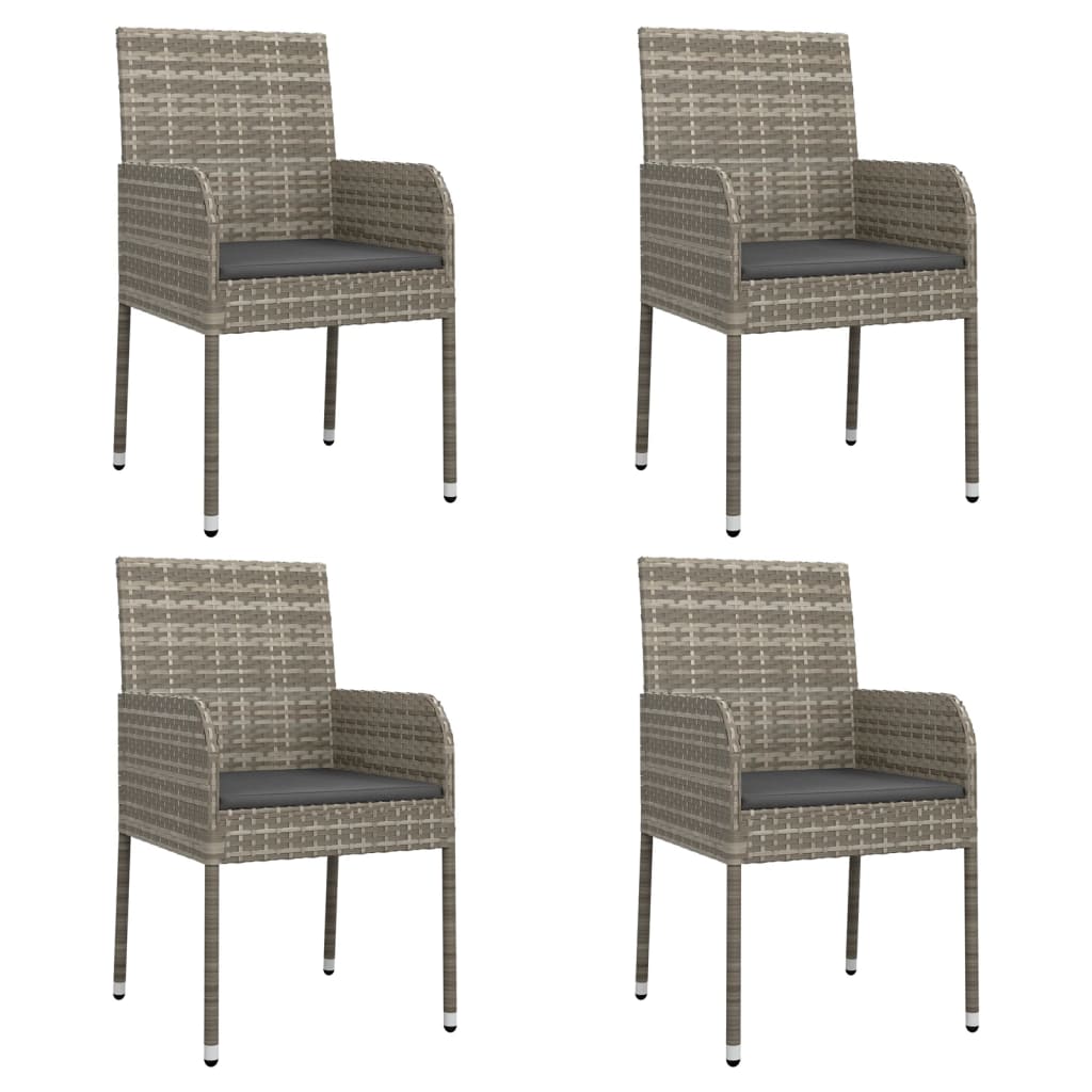 Patio Chairs with Cushions 4 pcs Poly Rattan Gray