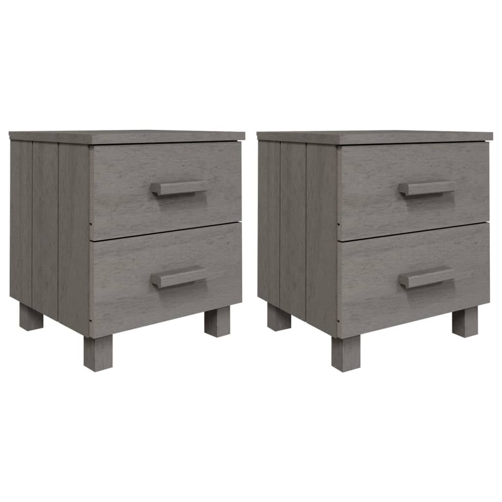 Bedside Cabinets HAMAR 2 pcs Light Gray 15.7"x13.8"x17.5" Solid Wood