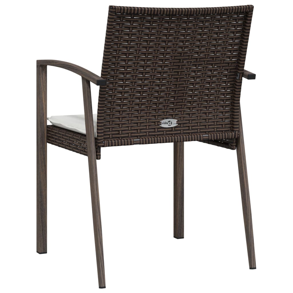 Patio Chairs with Cushions 4 pcs Brown 22.2"x22.4"x32.7" Poly Rattan