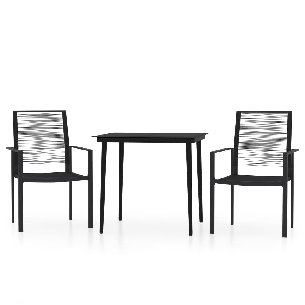 3 Piece Patio Dining Set Black