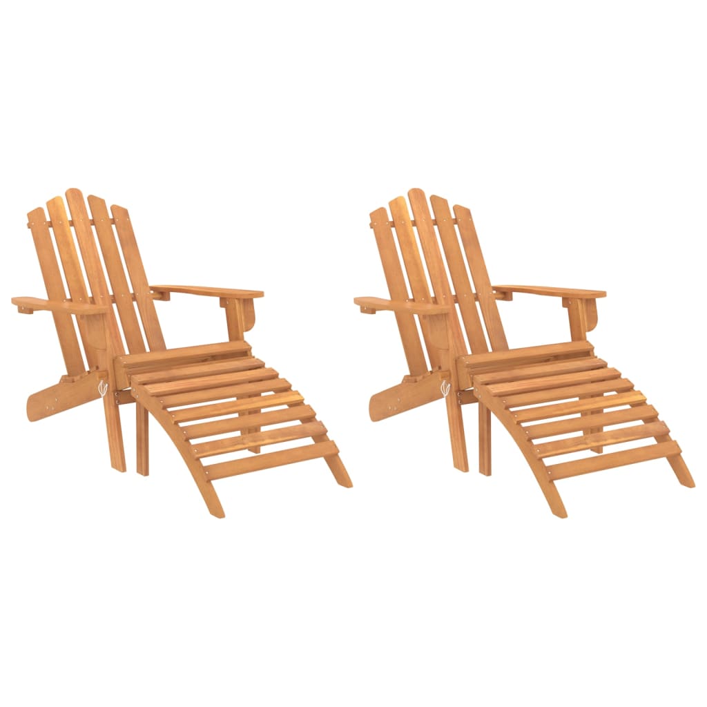 Patio Adirondack Chairs with Footrests 2 pcs Solid Wood Acacia