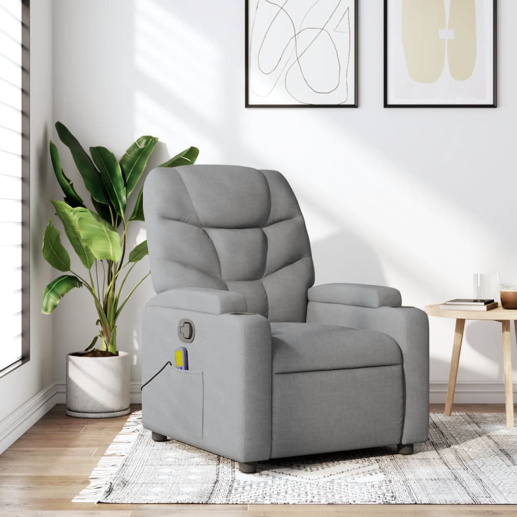 Massage Recliner Chair Dark Green Fabric