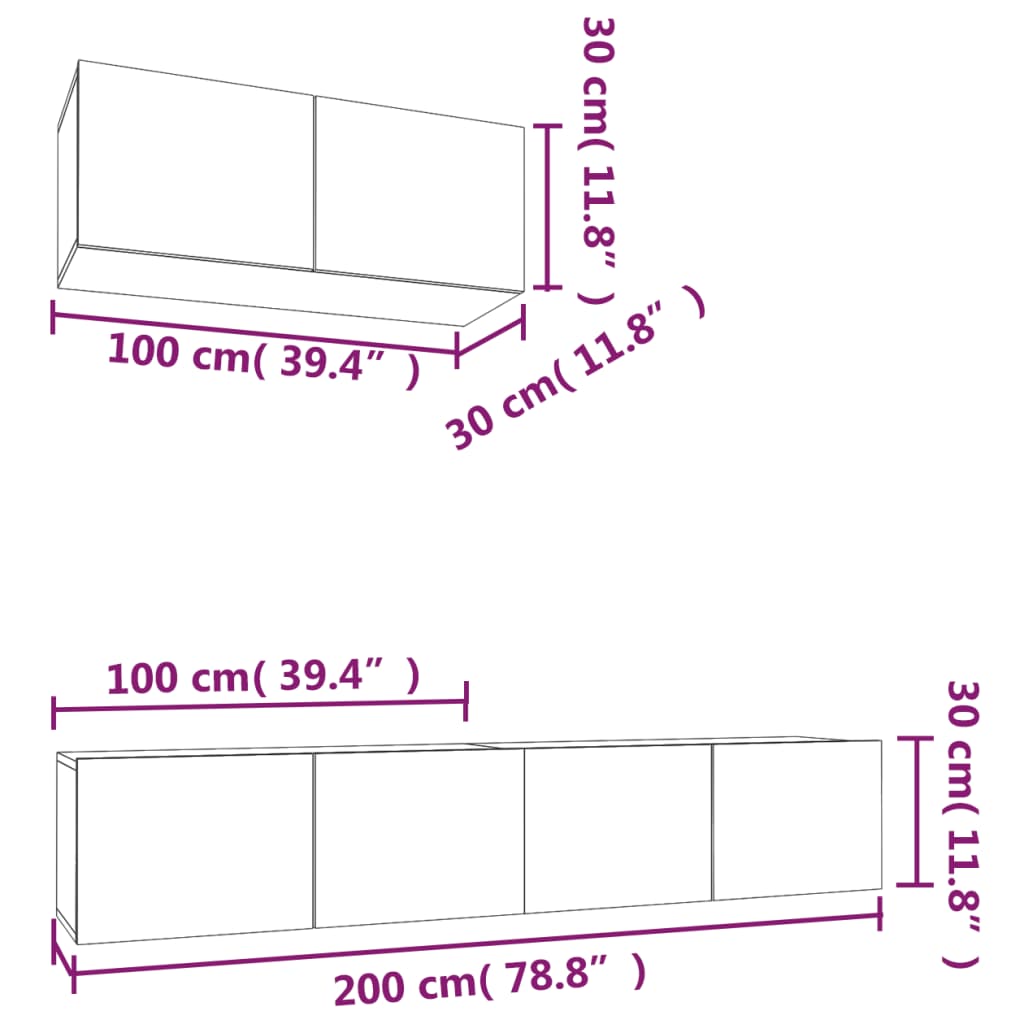 3 Piece TV Stand Set White Engineered Wood