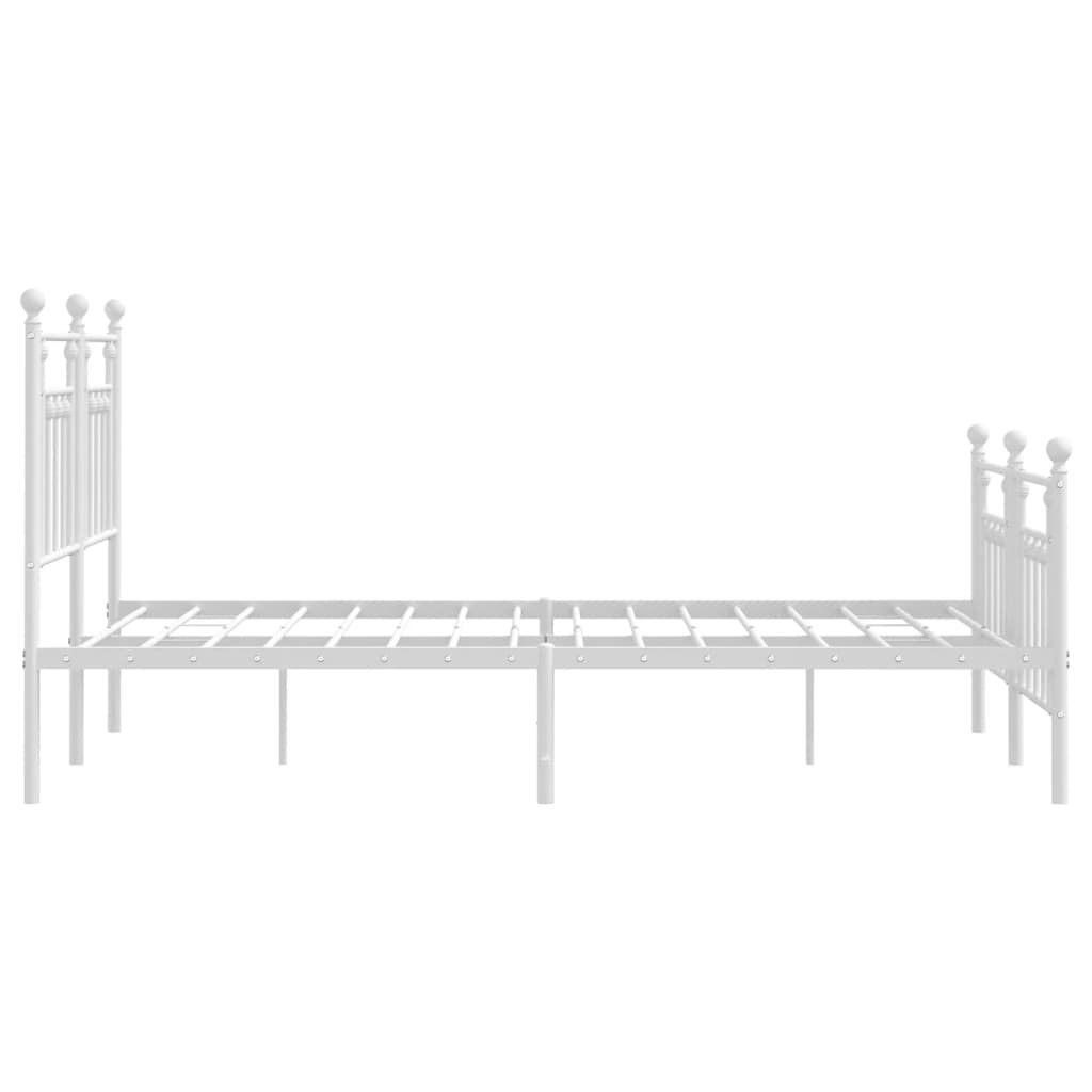 Metal Bed Frame without Mattress with Footboard White 59.1"x78.7"