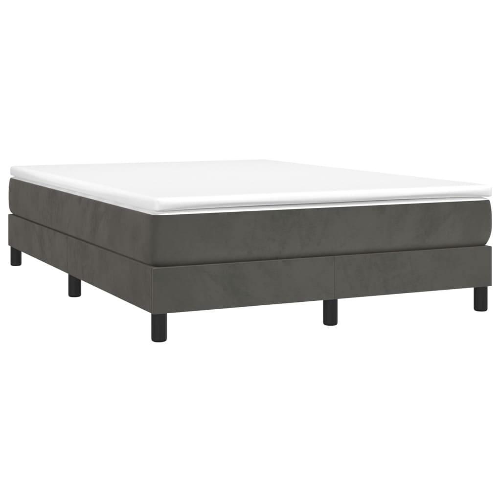 Box Spring Bed with Mattress Dark Gray 53.9"x74.8" Full Velvet