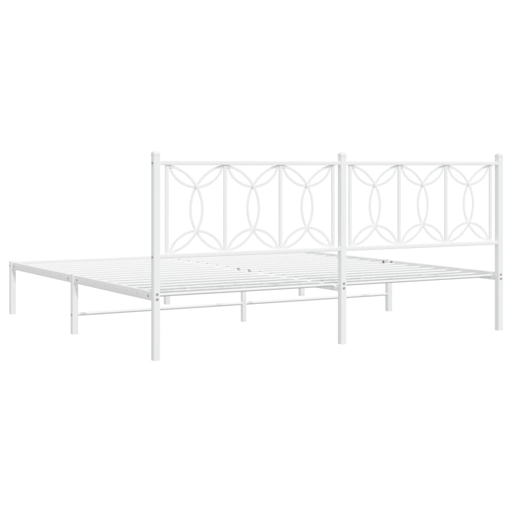 Metal Bed Frame without Mattress with Headboard White 76"x79.9"