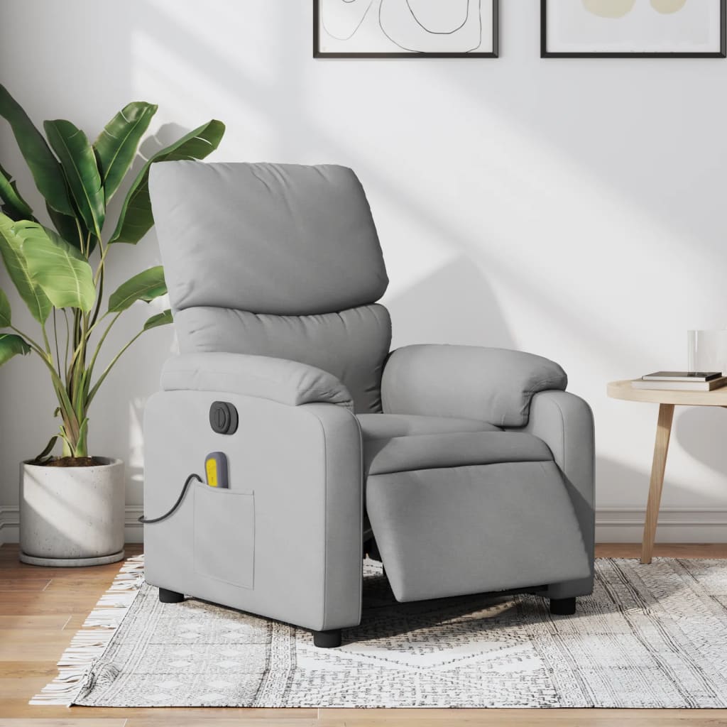 Massage Recliner Chair Dark Green Fabric