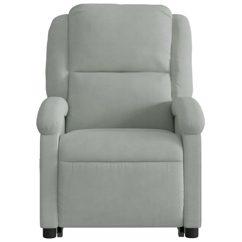 Electric Stand up Massage Recliner Chair Light Gray Velvet