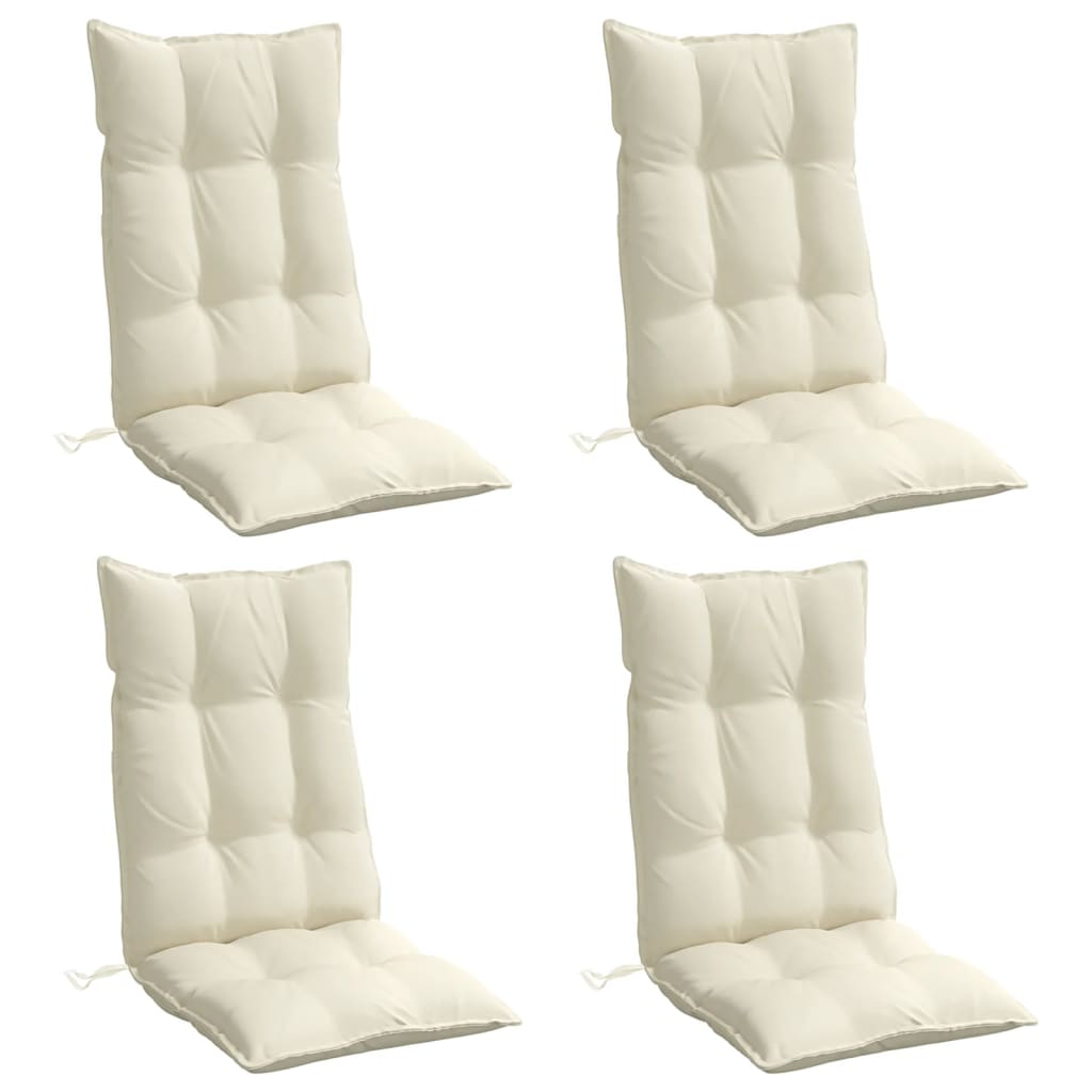 Highback Chair Cushions 4 pcs Cream Oxford Fabric