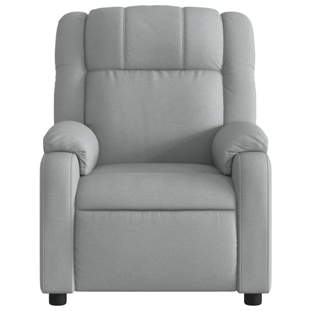 Massage Recliner Chair Light Gray Fabric