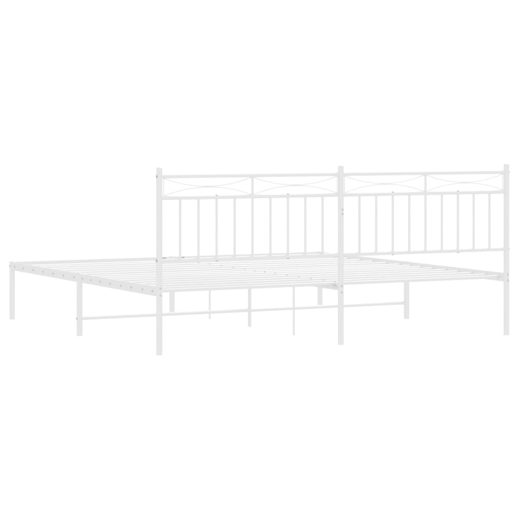 Metal Bed Frame without Mattress with Headboard White 76"x79.9"