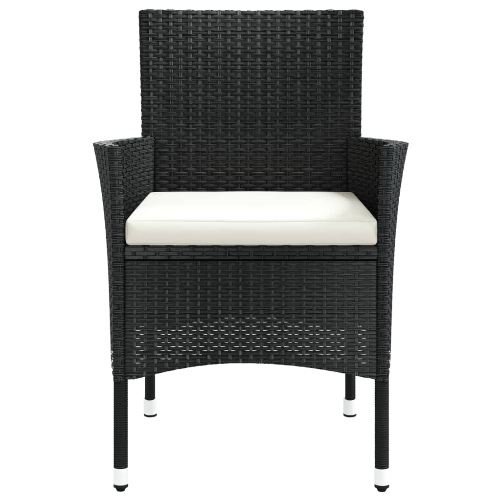 Patio Chairs with Cushions 4 pcs Poly Rattan Black