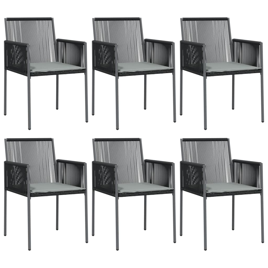 Patio Chairs with Cushions 6 pcs Black 21.3"x23.8"x32.9" Poly Rattan