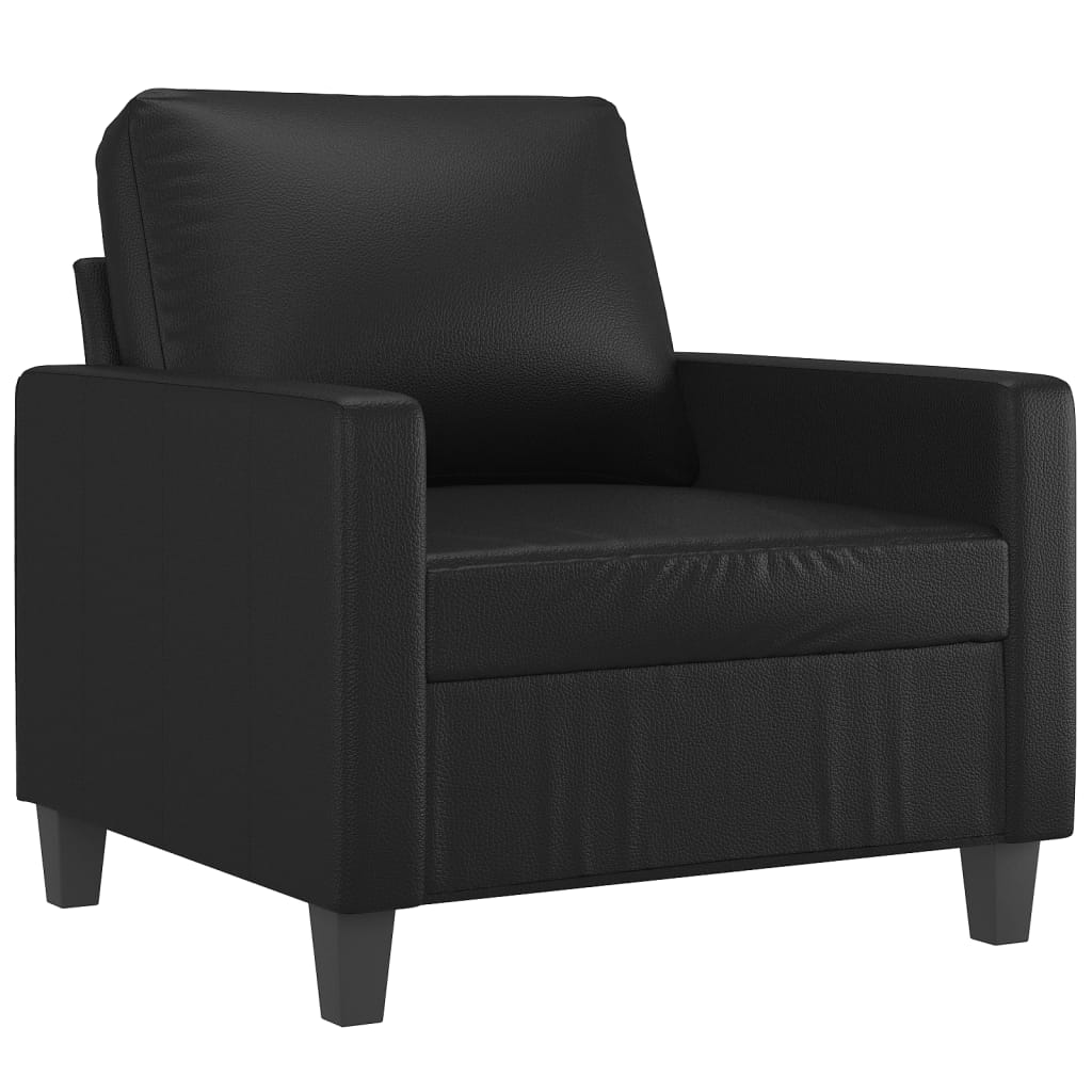 Sofa Chair with Footstool Black 23.6" Faux Leather