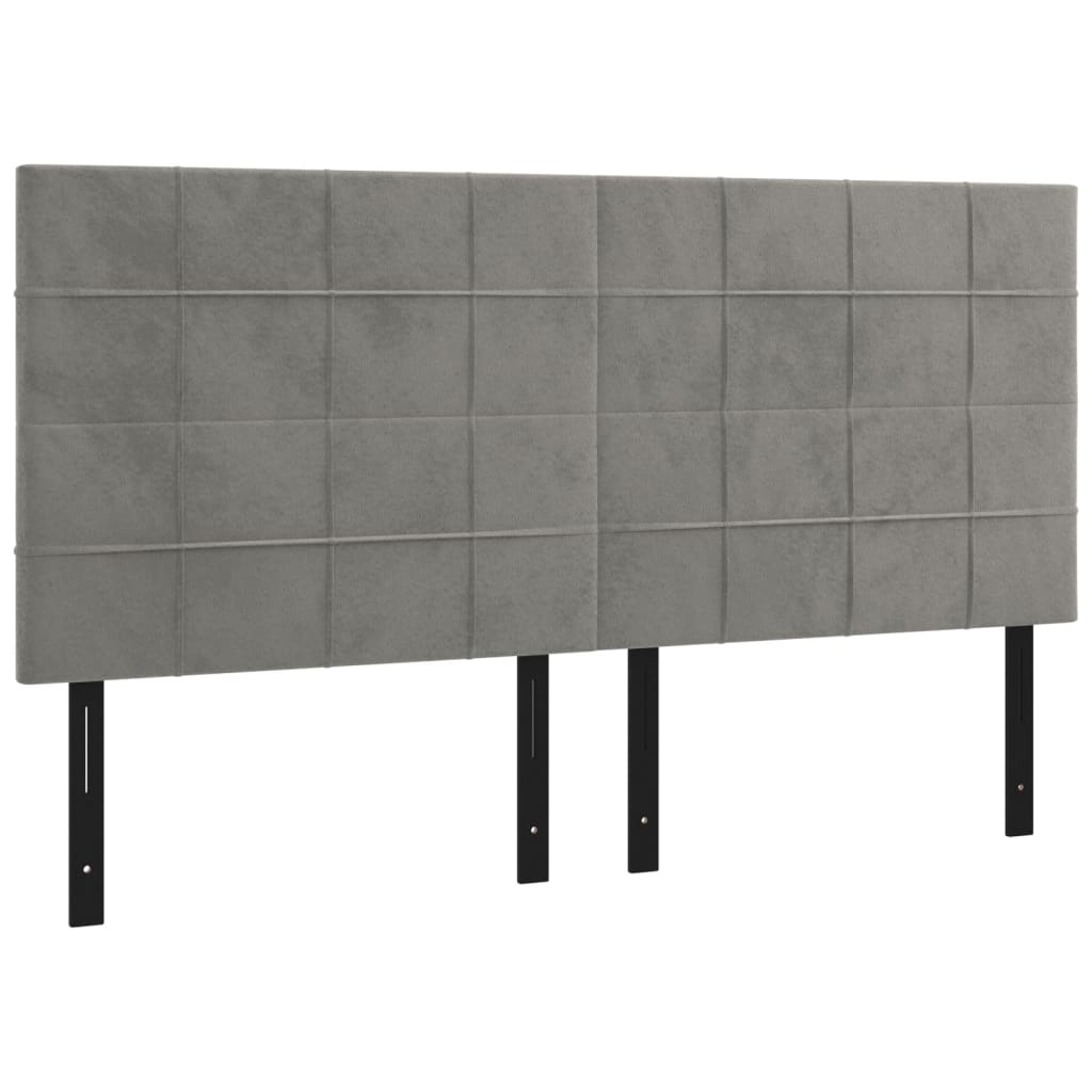 LED Headboard Light Gray 78.7"x2"x46.5"/50.4" Velvet