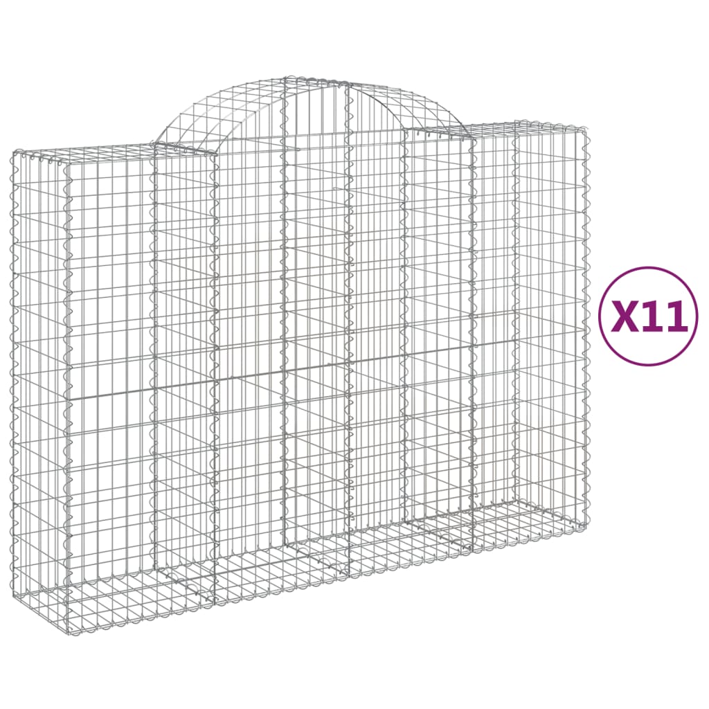 Arched Gabion Baskets 11 pcs 78.7"x19.7"x55.1"/63" Galvanized Iron