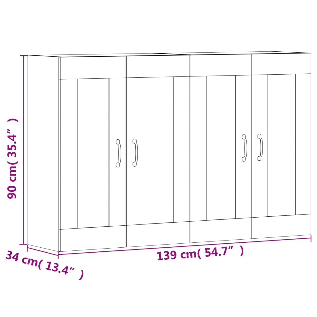 Wall Mounted Cabinets 2 pcs Black Engineered Wood