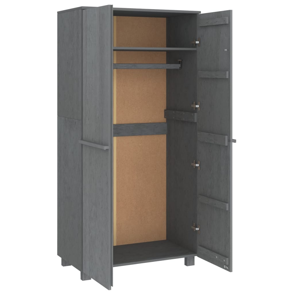 Wardrobe HAMAR Dark Gray 35"x19.7"x70.9" Solid Wood Pine