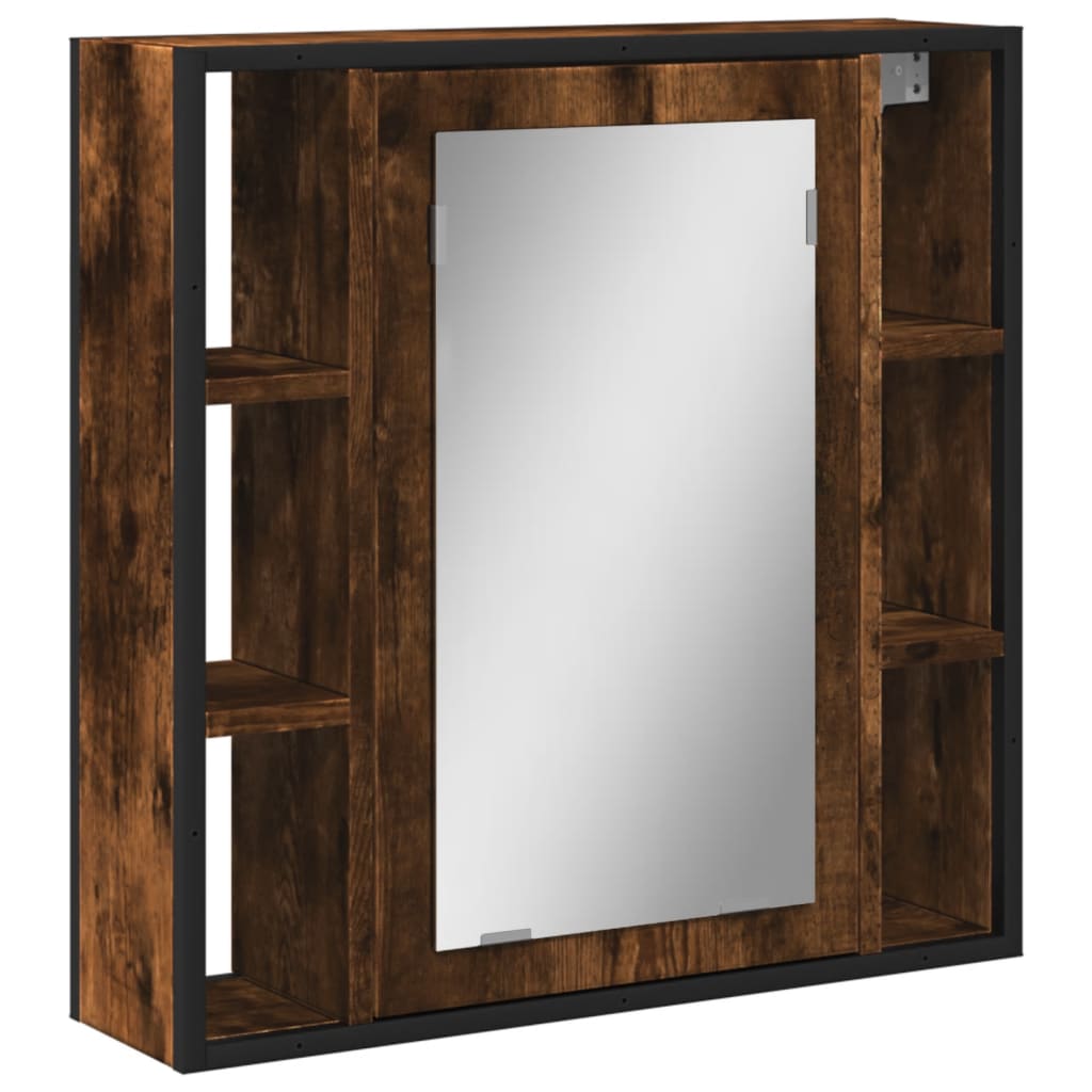 Bathroom Mirror Cabinet Smoked Oak 23.6"x6.3"x23.6" Engineered Wood