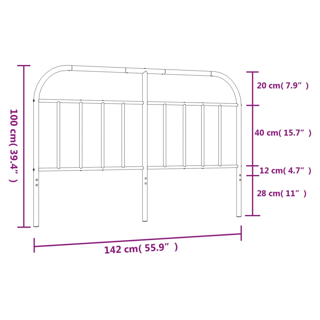 Metal Headboard White 53.1"