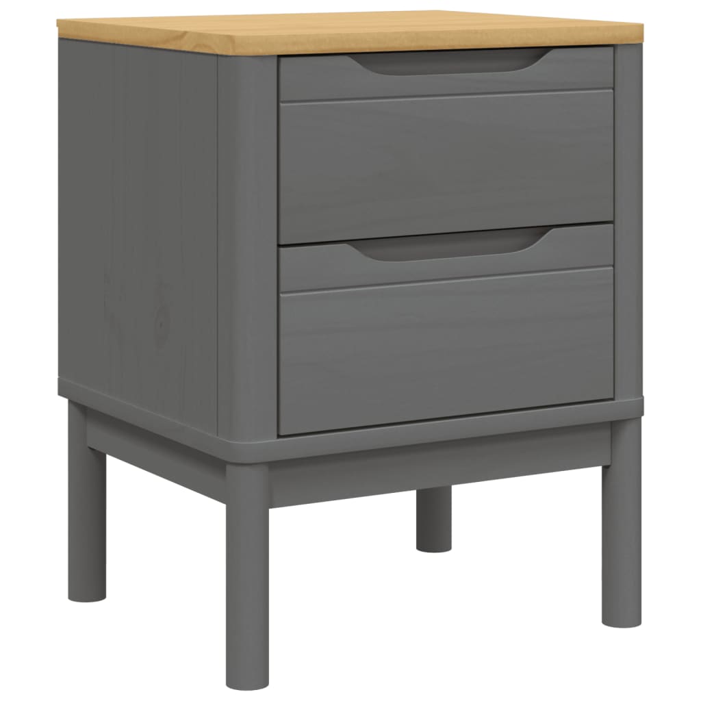 Bedside Cabinet FLORO Gray 17.7"x15.4"x22.4" Solid Wood Pine