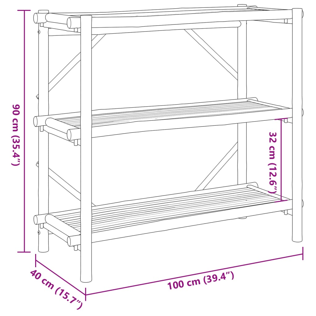 3-Layer Shelf 39.4"x15.7"x35.4" Bamboo