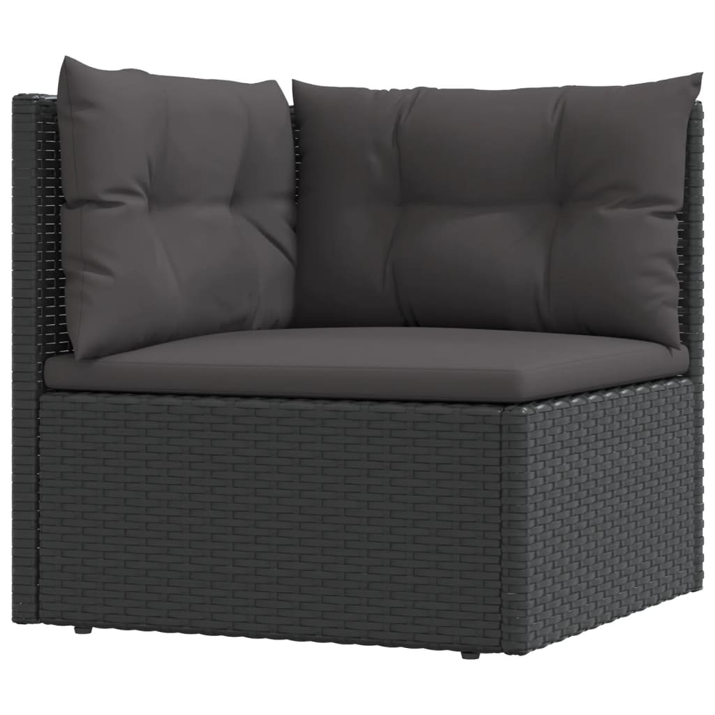 10 Piece Patio Lounge Set with Cushions Black Poly Rattan