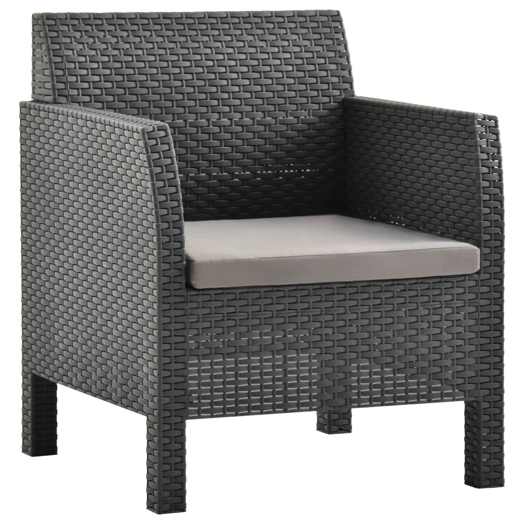 2 Piece Patio Lounge Set with Cushions PP Rattan Anthracite