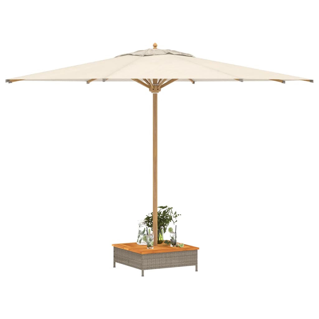 Parasol Base Cover Gray 27.6"x27.6"x9.8" Poly Rattan and Acacia