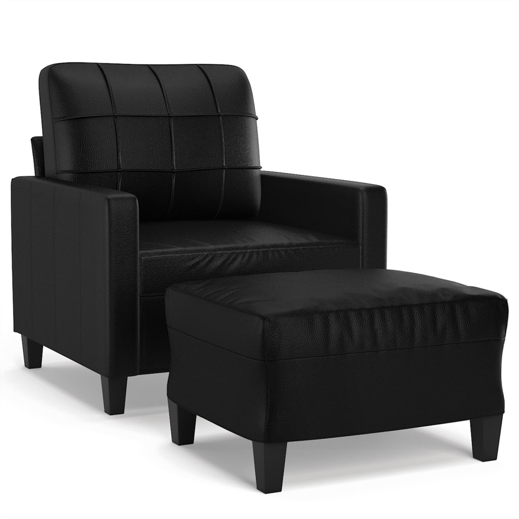 Sofa Chair with Footstool Black 23.6" Faux Leather