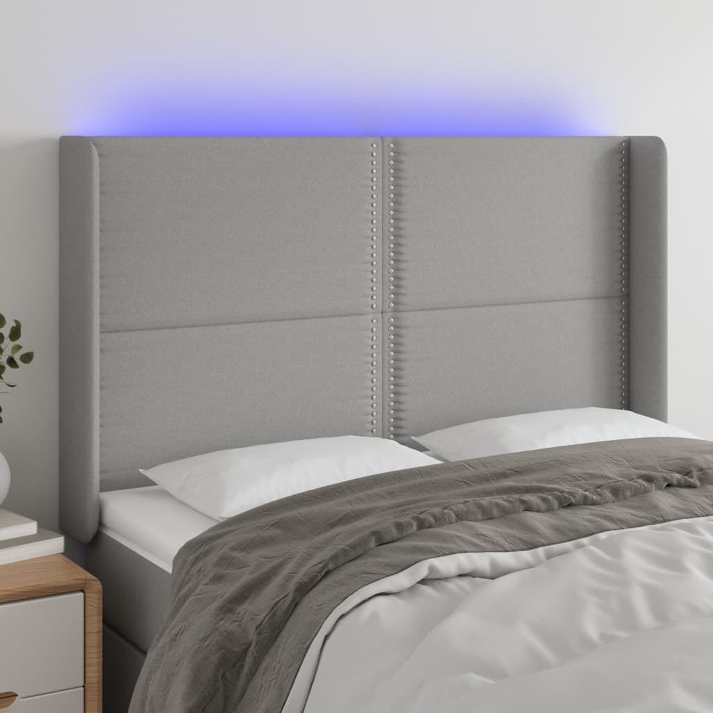 LED Headboard Light Gray 57.9"x6.3"x46.5"/50.4" Fabric