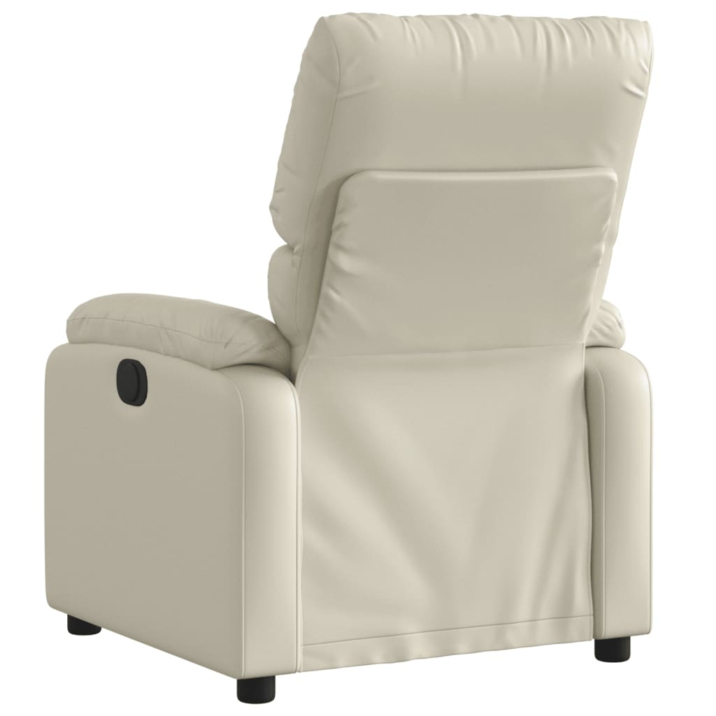 Massage Recliner Chair Cream Faux Leather