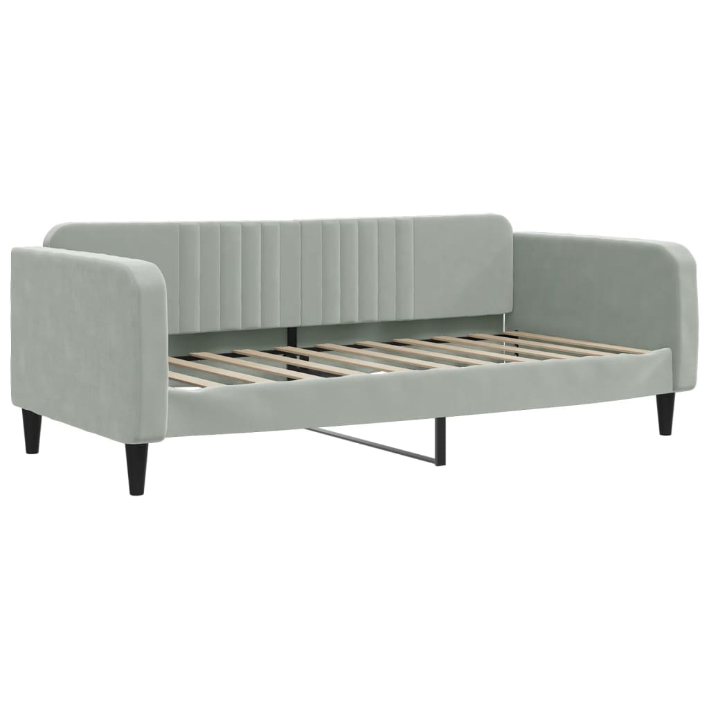 Day Bed without Mattress Light Gray 39.4"x74.8" Velvet