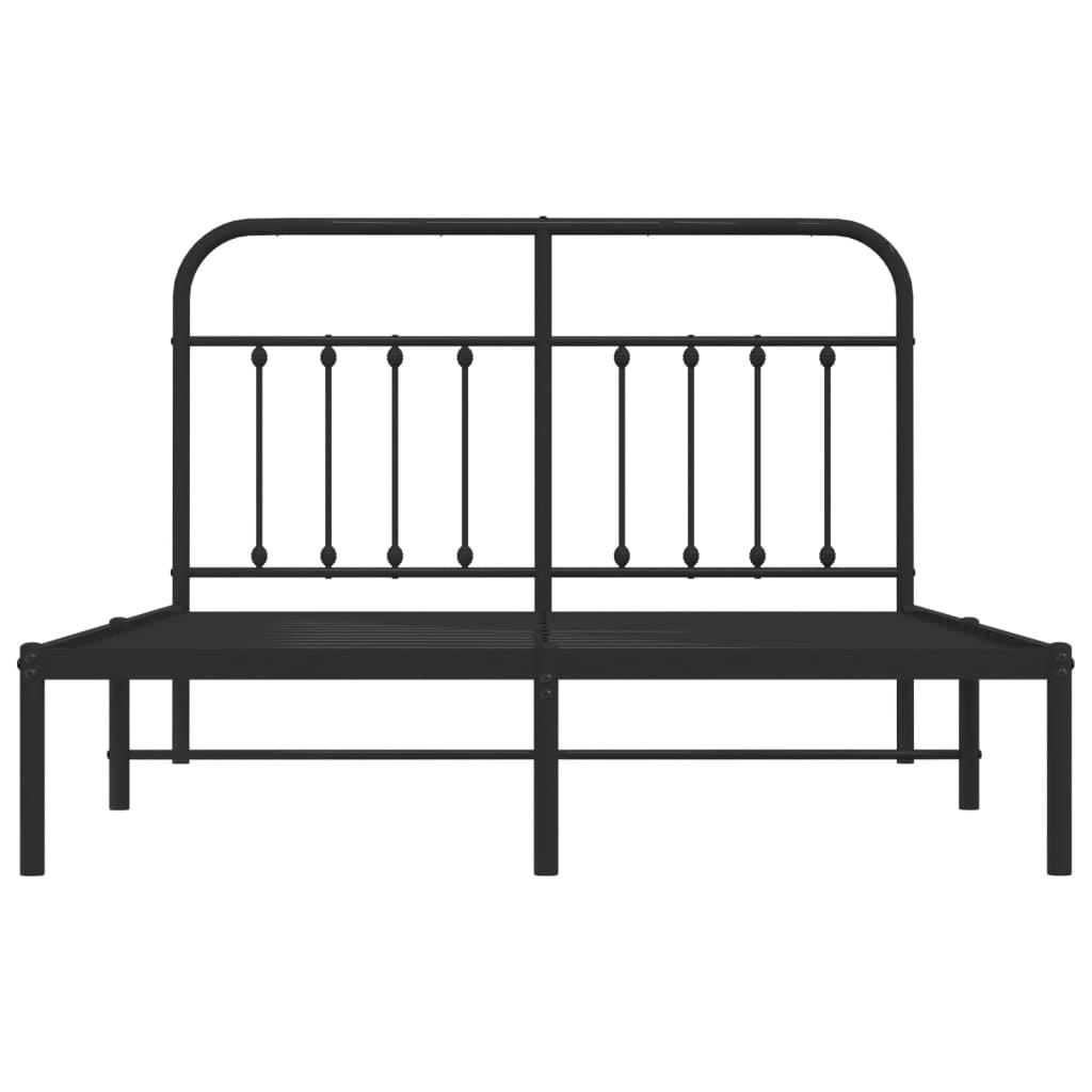 Metal Bed Frame without Mattress with Headboard Black 53.1"x74.8"