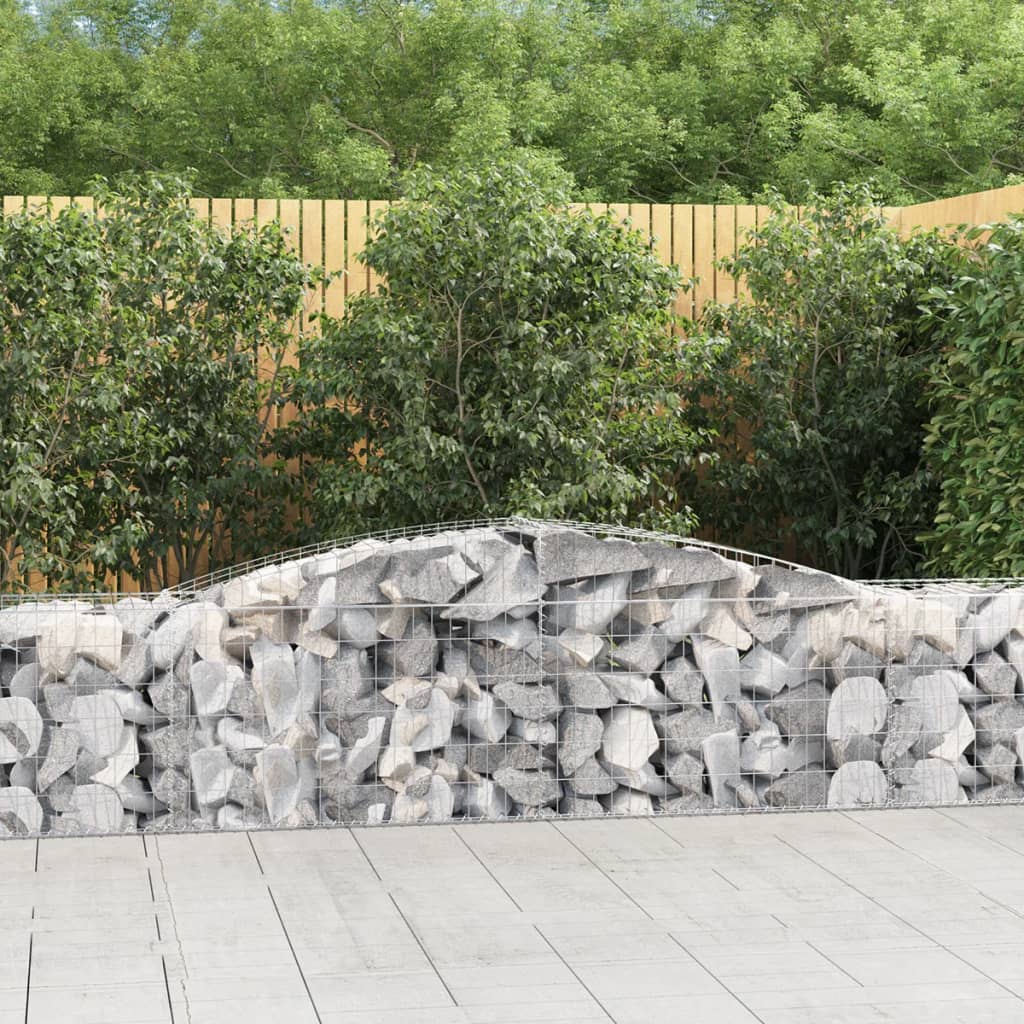 Arched Gabion Baskets 7 pcs 157.5"x19.7"x23.6"/31.5" Galvanized Iron