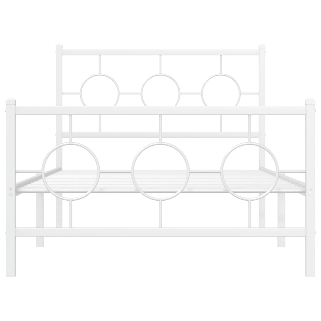 Metal Bed Frame without Mattress with Footboard White 39.4"x78.7"