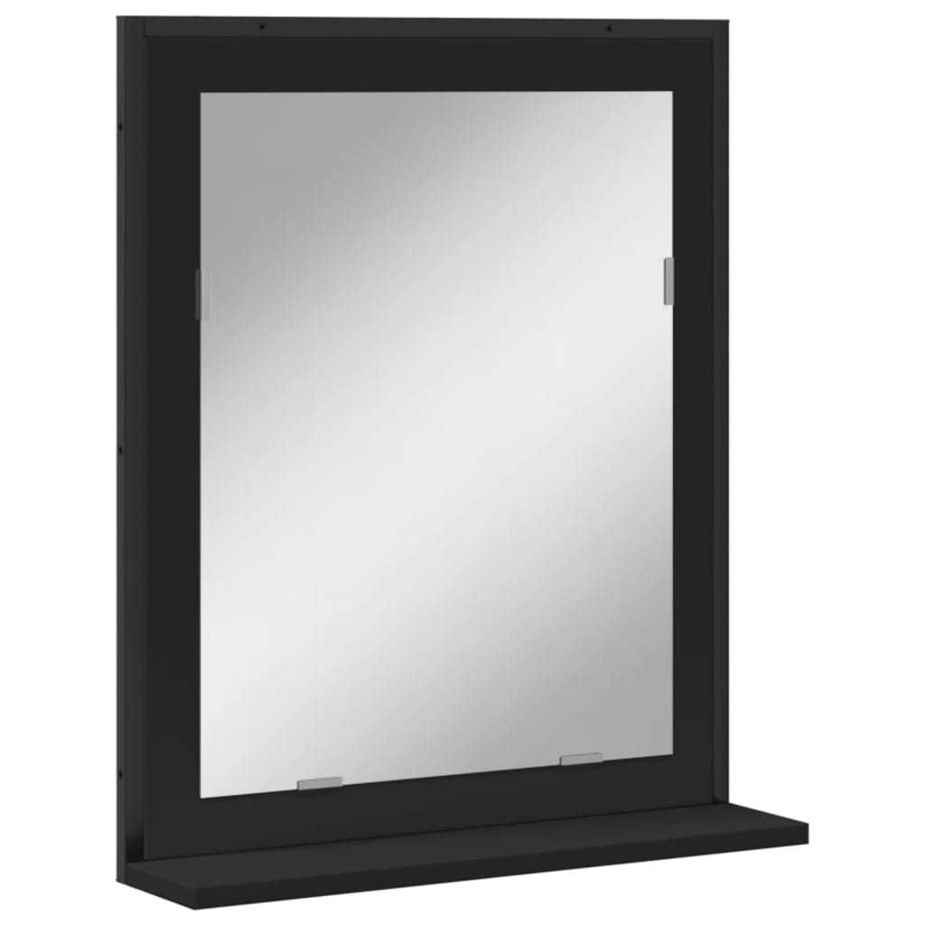 Bathroom Mirror with Shelf Black 19.7"x4.7"x23.6" Engineered Wood