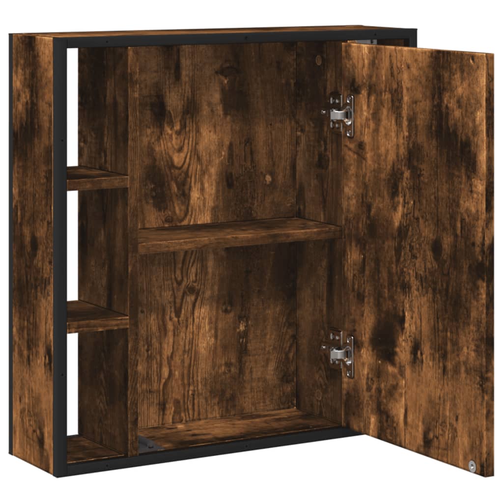 Bathroom Mirror Cabinet Smoked Oak 23.6"x6.3"x23.6" Engineered Wood