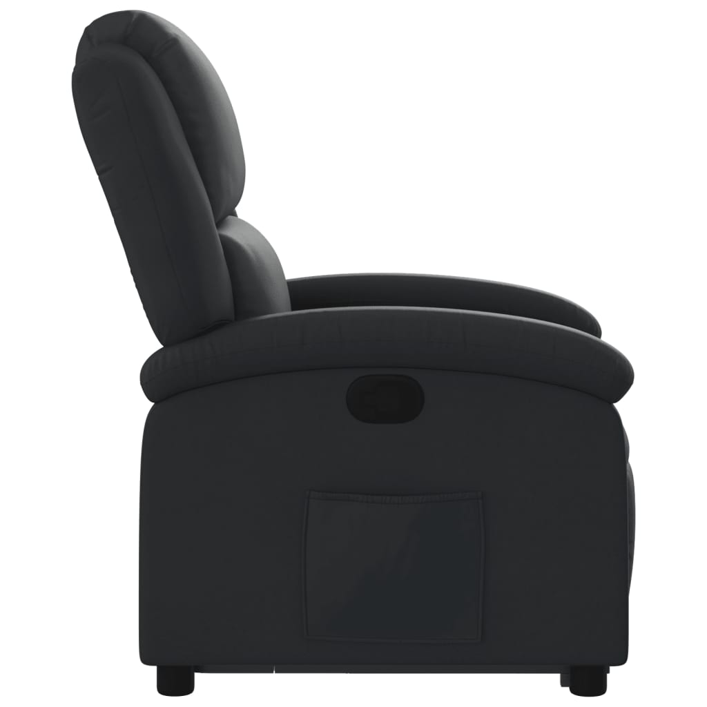 Stand up Recliner Chair Black Real Leather