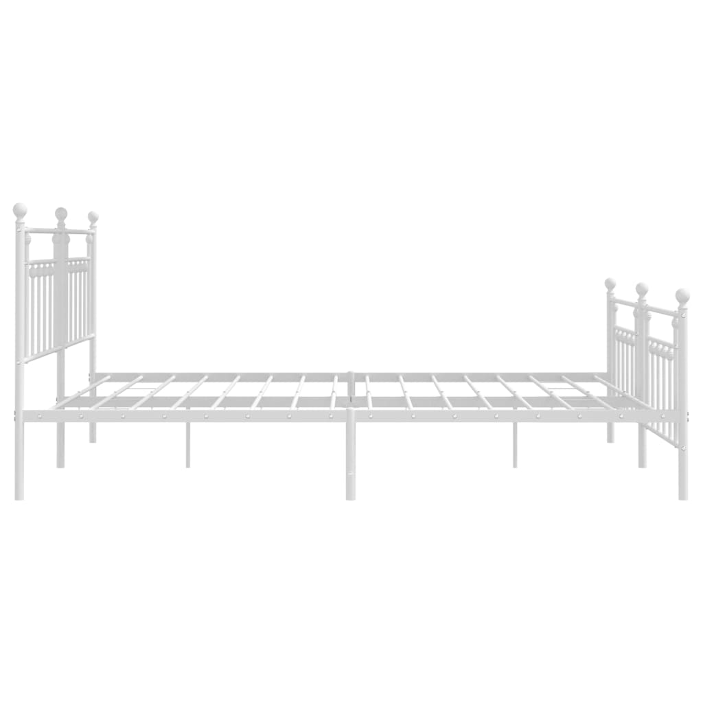 Metal Bed Frame without Mattress with Footboard White 76"x79.9"