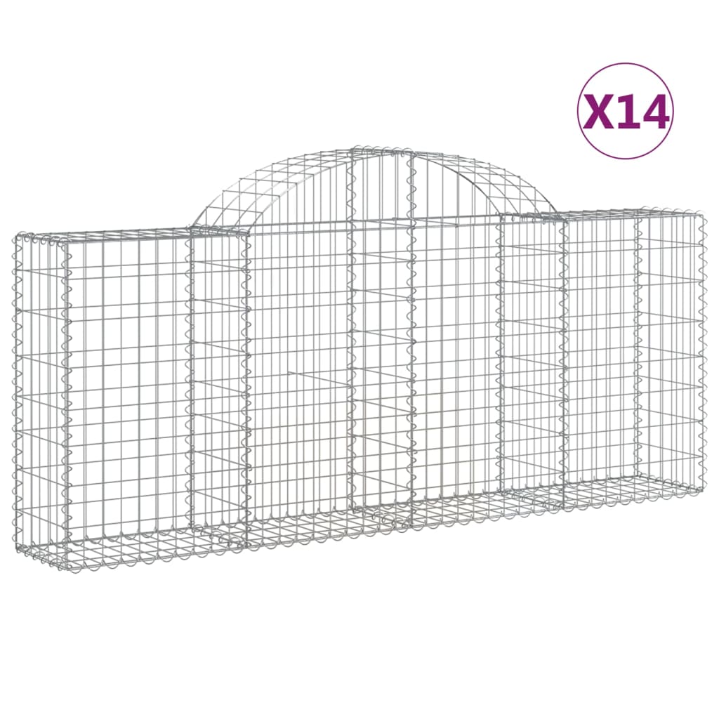 Arched Gabion Baskets 14 pcs 78.7"x11.8"x31.5"/39.4" Galvanized Iron