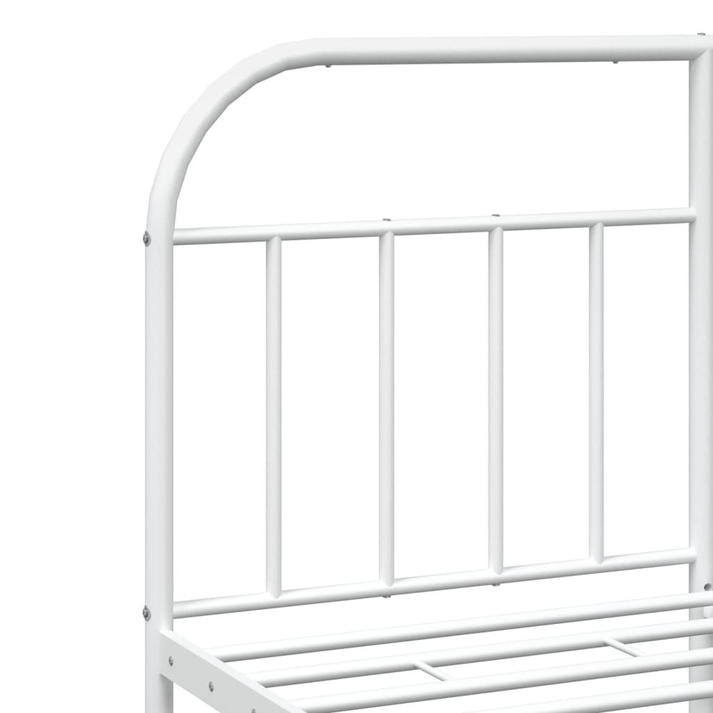 Metal Bed Frame without Mattress with Headboard White 59.1"x78.7"