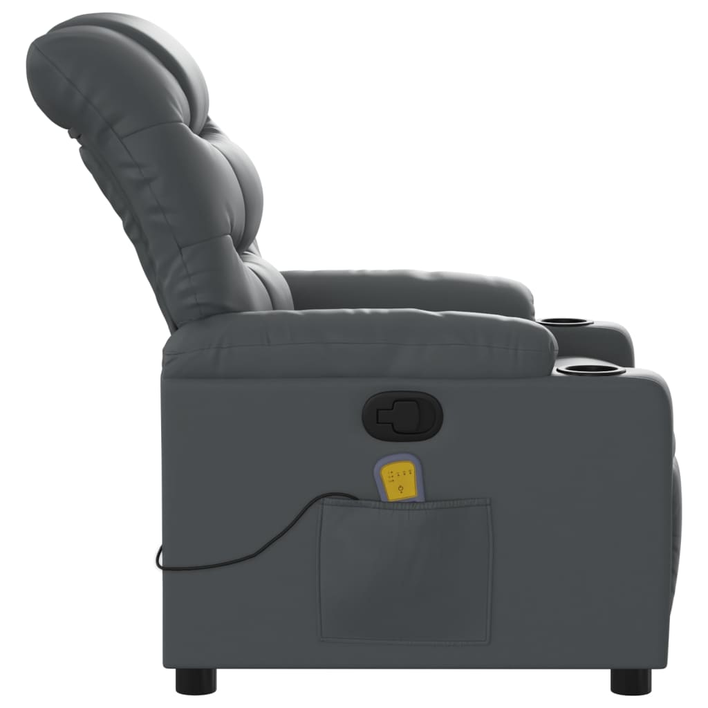 Massage Recliner Chair Gray Faux Leather